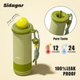 thumbnail image 4 of Sidagar 18 oz Green Plaid Ceramic Lined Insulated Tumbler with Straw and Leakproof Lid, 4 of 10