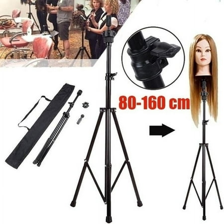 Image of Wig Stand Tripod Mannequin Head Stand Adjustable Wig Head Stand Holder for Cosmetology Hairdressing Training with T-with Wig Caps T-Pins Comb Hair Clip Carrying Bag