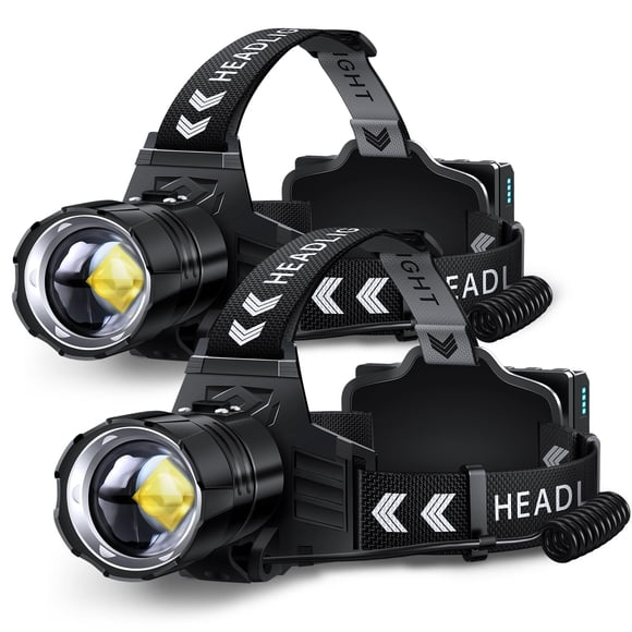 Linterna frontal FINICO LED recargable de 99000 lúmenes, impermeable, 95 horas, 2 unidades