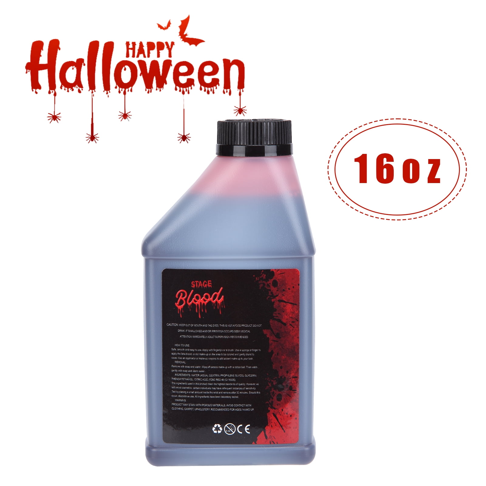 Bottle of Fake Blood 455 Ml. Theater Blood for Halloween Costumes Disguises  -  Denmark