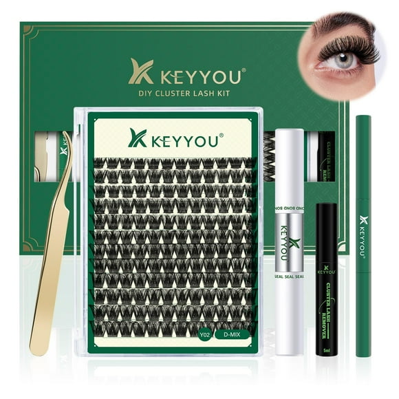 Kit de extensión de pestañas DIY KEYYOU, 144 piezas, kit Lash Clusters Y02