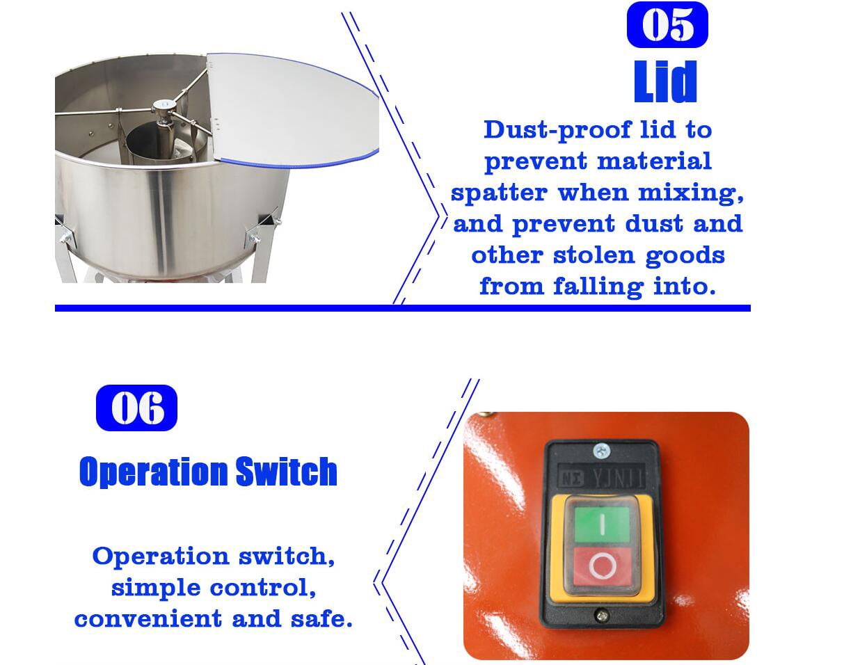 100kg/220Lbs Feed Mixer Granular Plastic Mixer Dry Powder Blender Feed Mixing Machine for Fodder Grain Plasctic Particle 110V