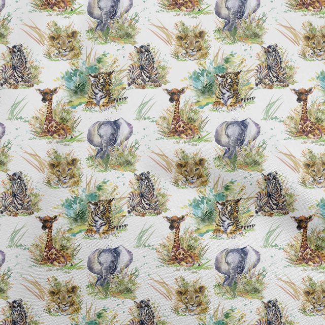 oneOone Viscose Chiffon White Fabric Animal Sewing Material Print Fabric By The Yard 42 Inch Wide
