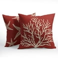 thumbnail image 5 of Summer Red Starfish Pillow Covers 20x20 Inch Set of 2 Beach Sea Coral Throw Pillowcase Cotton Linen Square Decorative Nautical Coastal Themed Cushion Cover for Sofa Bedroom Indoor Outdoor Party, 5 of 6