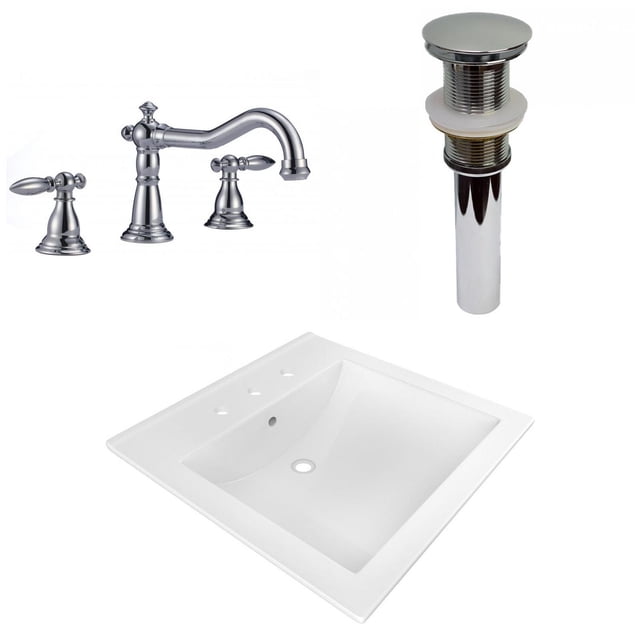 American Imaginations 21.5-in. W 3H8-in. Ceramic Top Set In White Color - Drain Incl. AI-33259