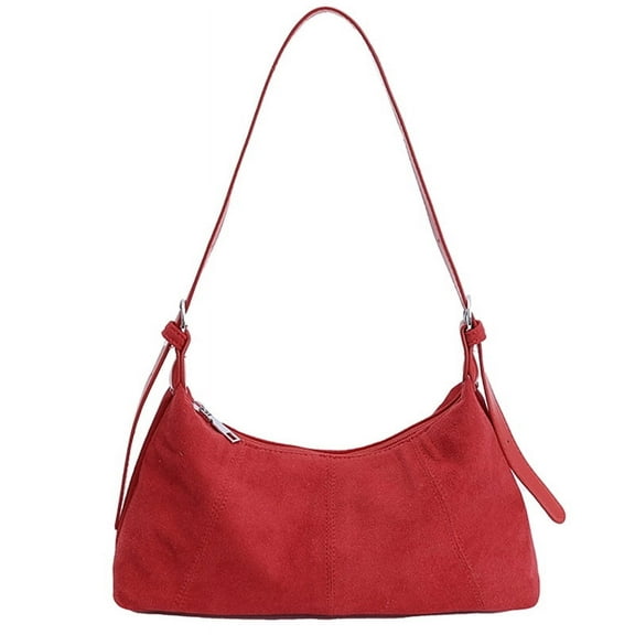 Handbags for Women, Retro Suede Handbag Purse Shoulder Bag For Women Work Travel Daily Use (Red)