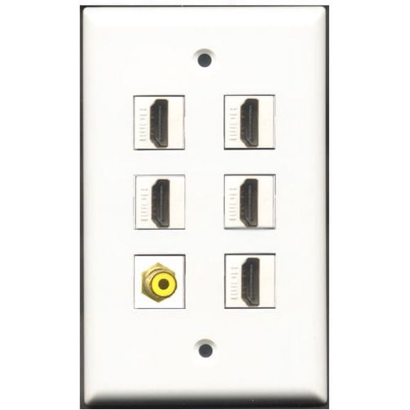RiteAV - 5 Port HDMI 1 RCA Yellow Wall Plate