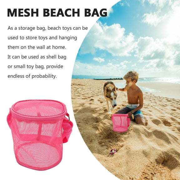 FELTECHELECTR Toddler Beach Bag Mesh Beach Drawstring Bag Kids 1Pack 6.3X6.1X6.1in