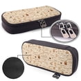 thumbnail image 4 of Picia Coffee Time Pattern Large Capacity PU Leather Pencil Case Organizer Pen Marker Holder Double Zipper Storage Bag Big Pencil Pouch for College Office, 4 of 6