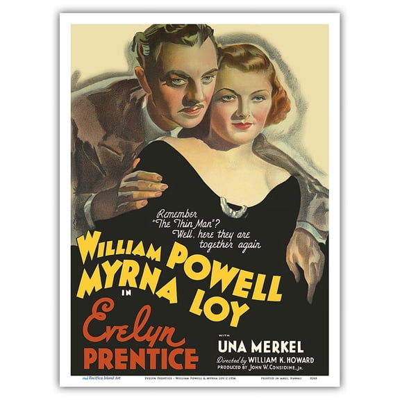 Evelyn Prentice - Starring William Powell & Myrna Loy - Directed by William K. Howard - Vintage Film Movie Poster c.1934 - Master Art Print (Unframed) 9in x 12in