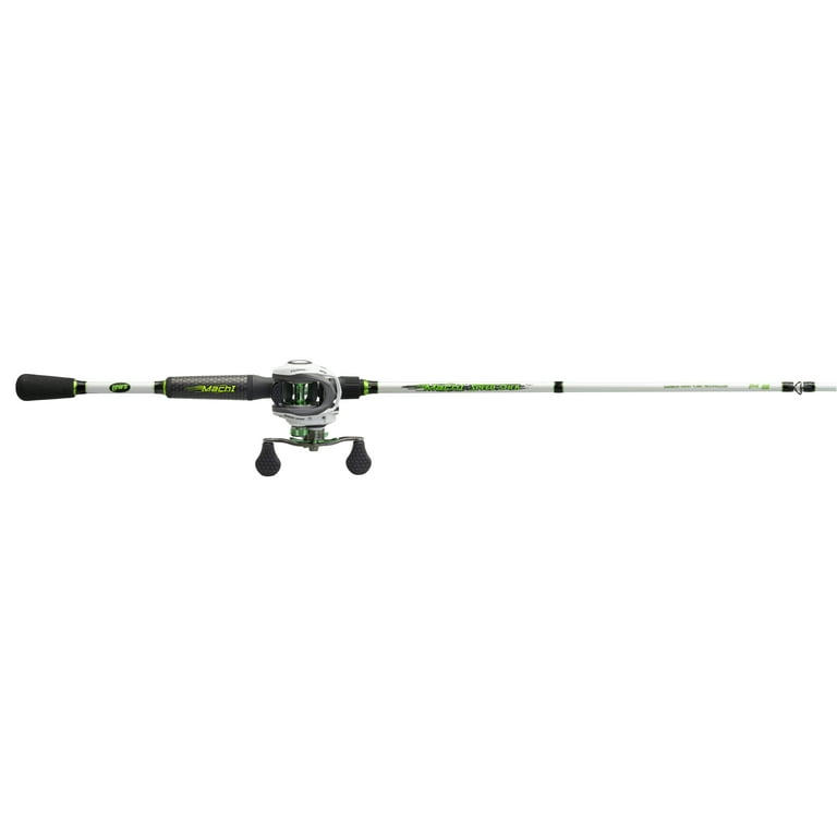 Mach 1 SLP Baitcast Reel and Fishing Rod Combo, 7-Foot 2-Inch 1-Piece,  Right-Hand Retrieve, Silver/Green 