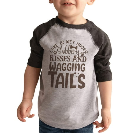 

7 ate 9 Apparel Kids Pet Lover Shirts - Love is Wagging Tails Dog Grey Shirt 5T