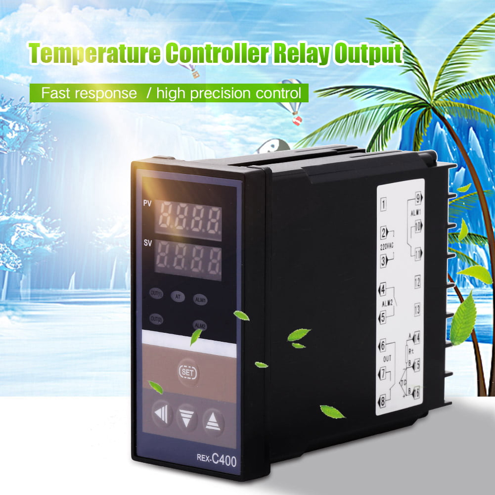 Intelligent Temperature Controller,Digital Panel Intellgent Temperature Controller Relay,10A AC 220V,Output with Clips Black,igh Anti-Interference Ability and Stability 