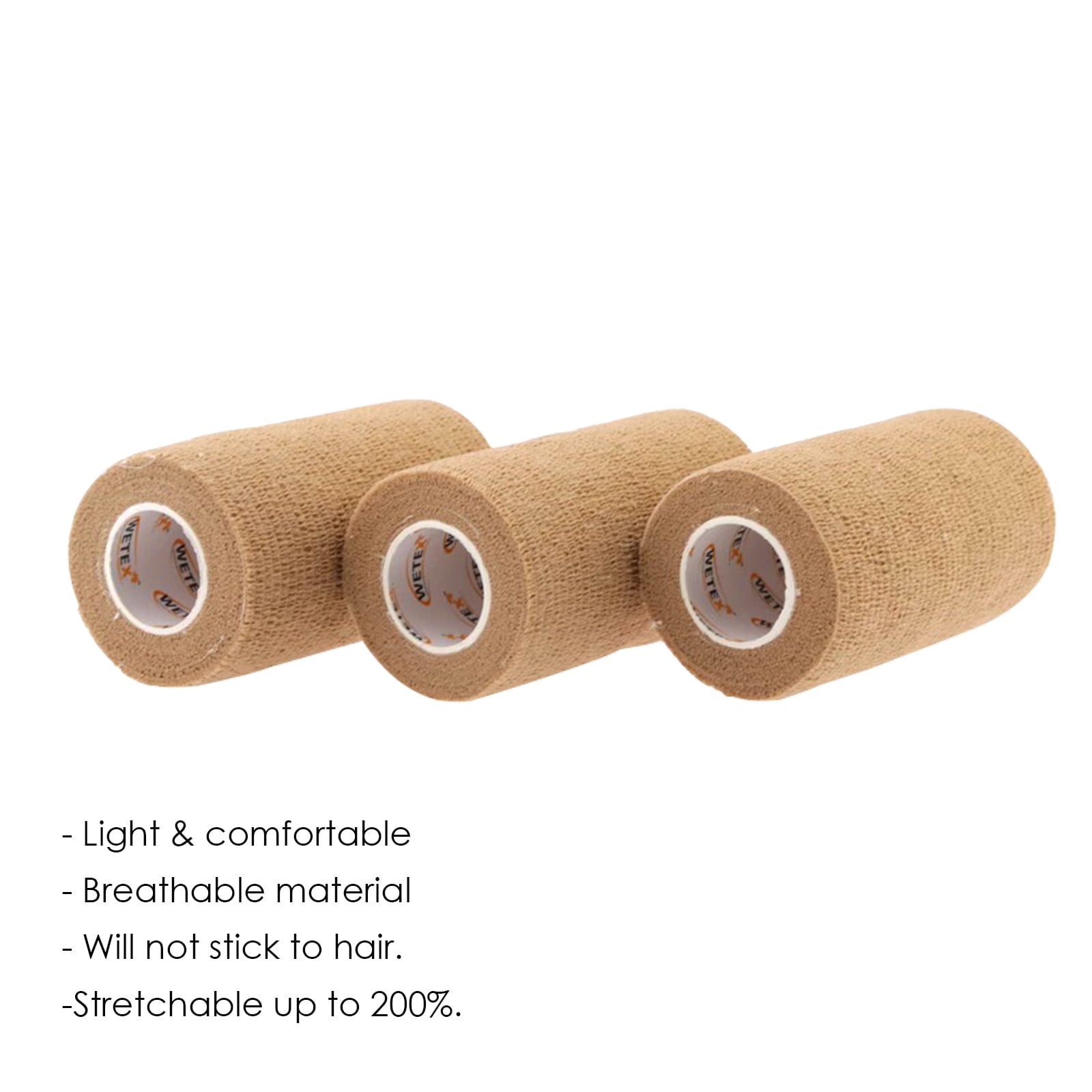 Wetex 24 Rolls Self Adherent Tape Bandages Wrap, 4 Inch x 5 Yards, Tan