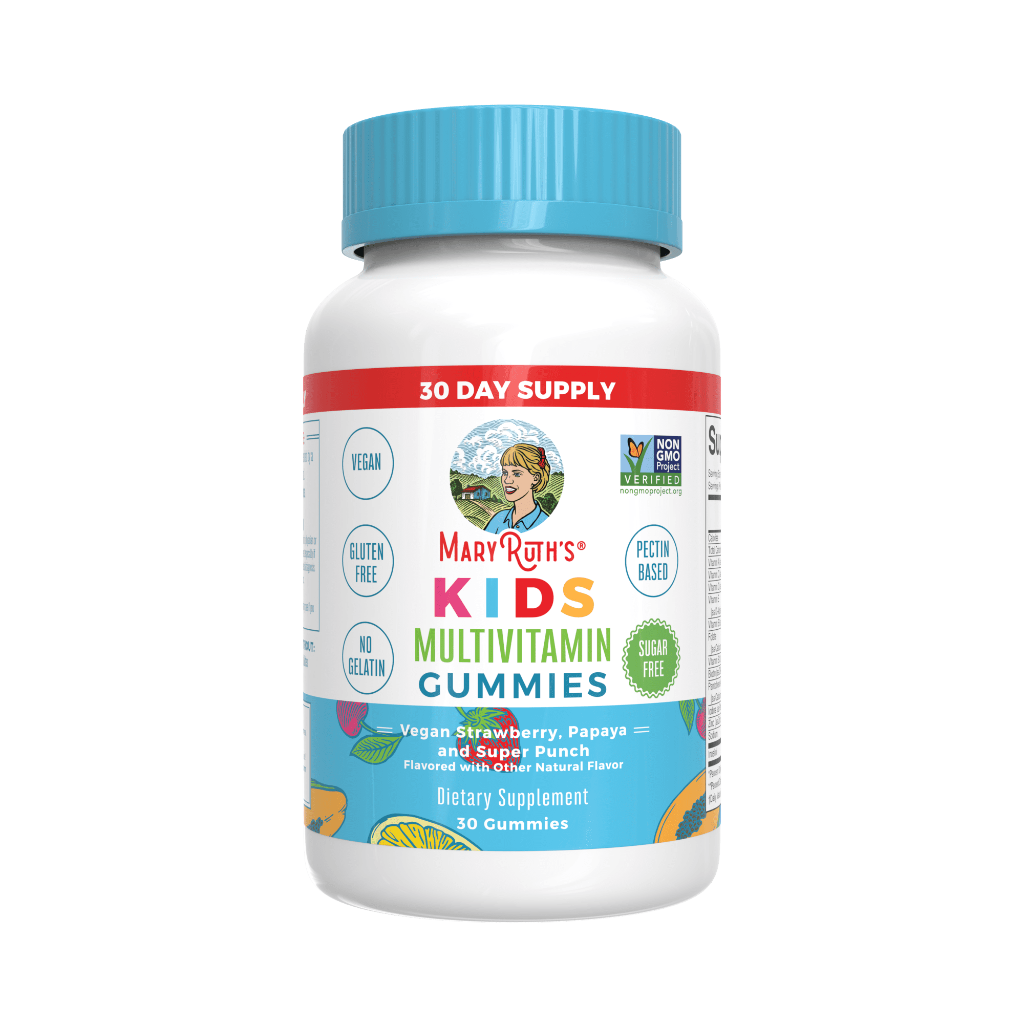 (2 pack) MaryRuth Organics Kids Multivitamin Gummies, Children's Health, Sugar-Free, Strawberry Papaya Super Punch, 30 Count