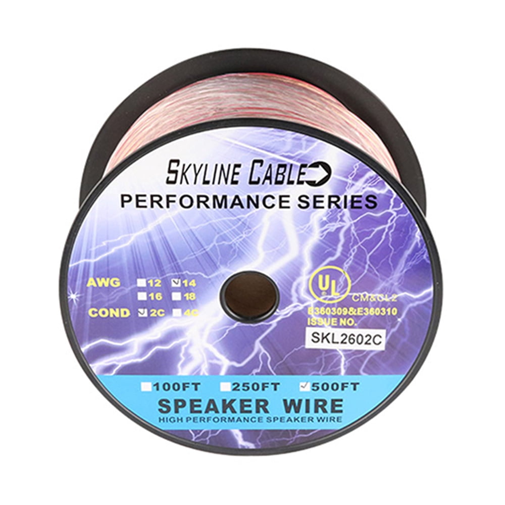 Skyline™ 14 Gauge 2-Wire Speaker Cable, 500 Feet (Clear Jacket)
