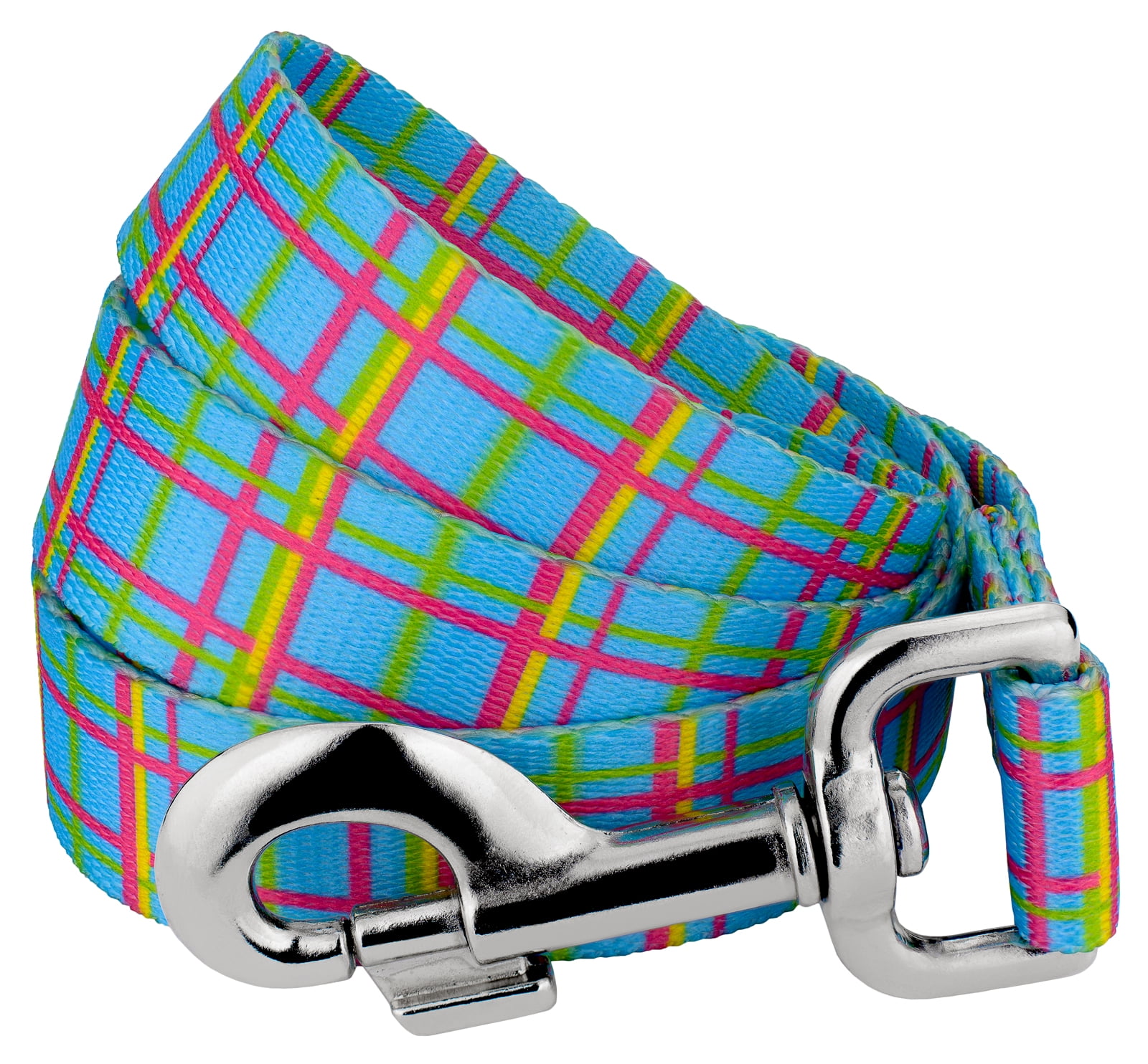 Country Brook Design 1 Inch Cool Blue Plaid Dog Leash 4 feet