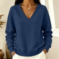 thumbnail image 3 of Drses Women V Neck Oversized Drop Shoulder Long Sleeve Sweatshirt, Soft Loose Basic Sweater Casual Business Work Spring Fall Layering Top, 3 of 4
