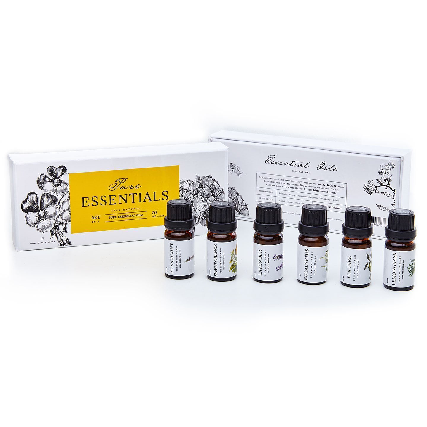Vitruvi Essentials Kit, Essential Oil Starter Kit, 100% Pure Lavender,  Eucalyptus, Grapefruit, Spruce, Essential Oil Set | Essential Oils for