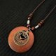thumbnail image 1 of Zhuge Collar colgante, hecho a mano, estilo étnico retro, collar largo de hoja de aleación de madera (marrón, estilo reloj), 1 of 1