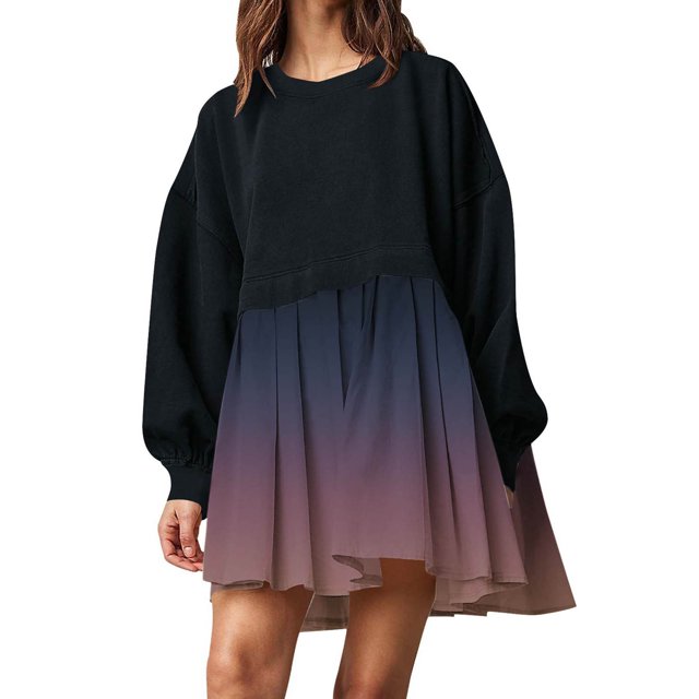 TJAZFJPA Robe Tropicale Mode Femmes Robe Chandail en Molleton Surdimensionnée Manches Longues Col Rond Pull Tops Coupe Décontractée Chandails en Molleton Mini Robe Longue Robes de Grossesse