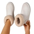 thumbnail image 5 of FRSASU Suede Ankle Boots for Women Fleece Cozy Faux Lining Pull On Winter Outdoor Indoor Boots White, 5 of 9