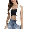 thumbnail image 1 of Chalecos de mezclilla sin mangas para mujeres INSPIRE CHIC, chaquetas de jean casuales, desgastadas y lavadas, blancas, talla XL, 1 of 6