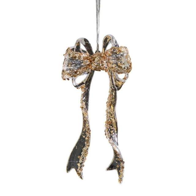 Christmas Sequin Bow Ornament Set Holiday Tree Decoration Hanging Pendant for Home Party Festival Decor
