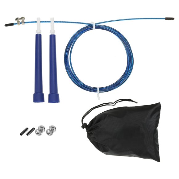 Unique Bargains Speed Jump Rope Adjustable Speed Skipping Rope with Storage Bag and Spare Parts Blue