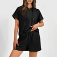 thumbnail image 5 of Otvok Summer Womens Sets Casual 2 Piece Outfits Short Sleeve Hoodie Tops and Shorts with Pockets, 5 of 6