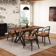 thumbnail image 3 of Industrial-style Dining Table With Walnut Finish & Metal Base, 58.27" W X 35.5" D 28.6" H Legged In Color For Home, 28.6, 3 of 6