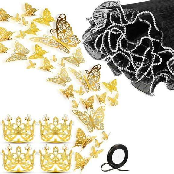 Flower Bouquet Pearl Edge Flower Wrapping Mesh Paper 12 Butterfly