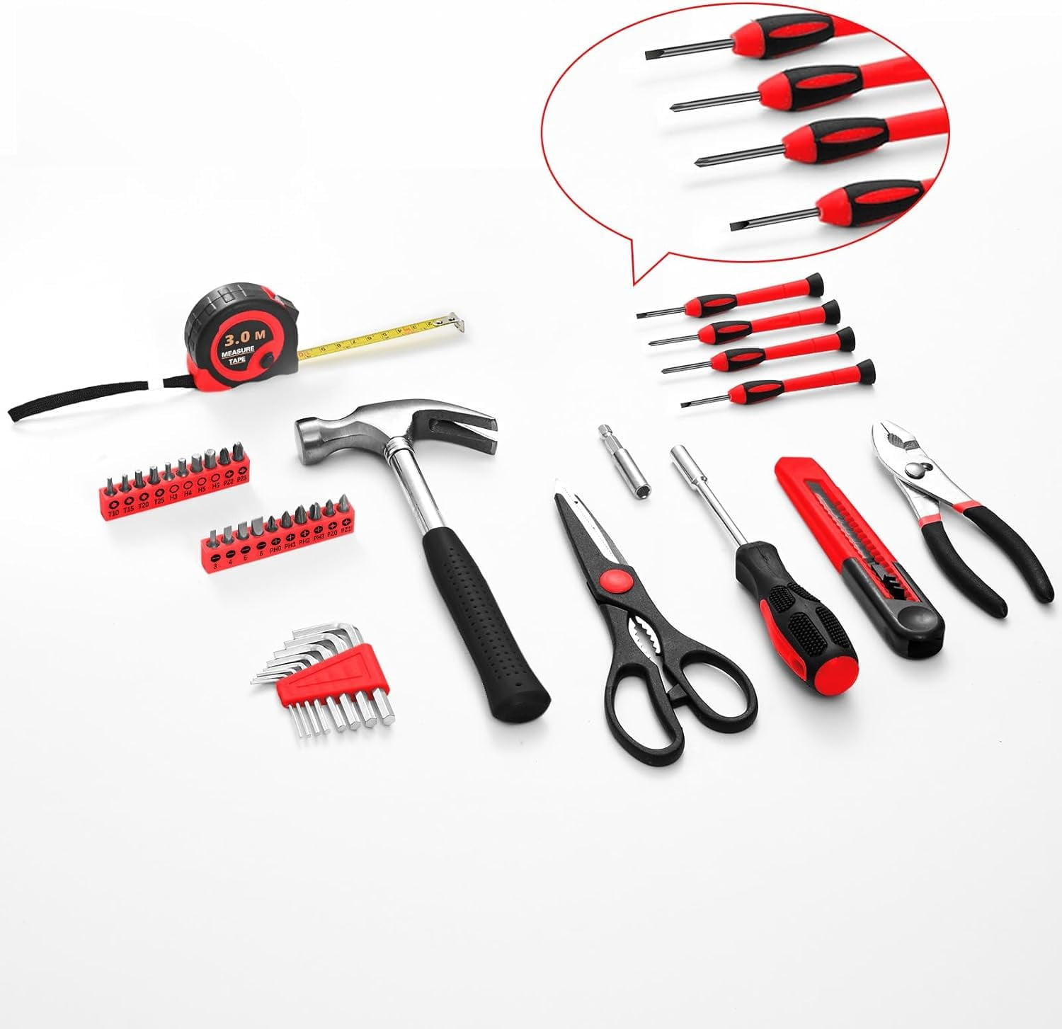 Buyohlic 39-Piece Starter Tool Kit – General Household Tools with Plastic Toolbox Case