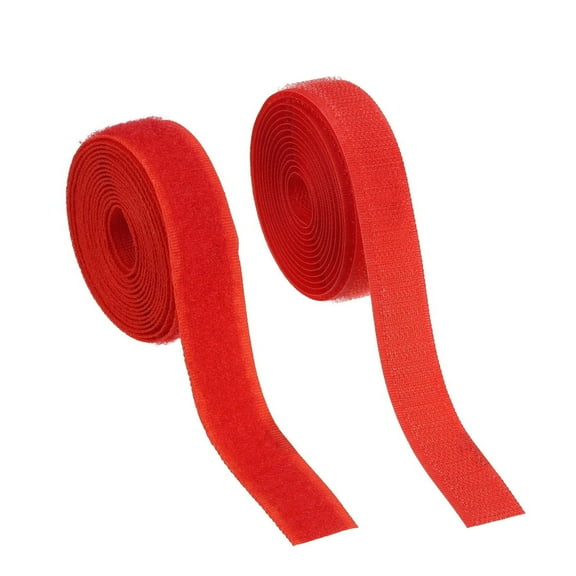 Sew on Hook and Loop Tape, 0.75 Inch Width Non-Adhesive Back Nylon Fastener Strips 2 Yards - Red