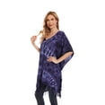 thumbnail image 4 of Beautybatik Dark Blue Womens Boho Hippie Batik Tie Dye Plus Size Tunic Blouse Kaftan Top 2x, 4 of 7