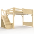 thumbnail image 6 of Harper & Bright Designs Full Size Loft Bed with Built-in Wardrobe and Shelves, Wood Loft Bed with Full-length Guardrails and Stairs, Natural, 6 of 12