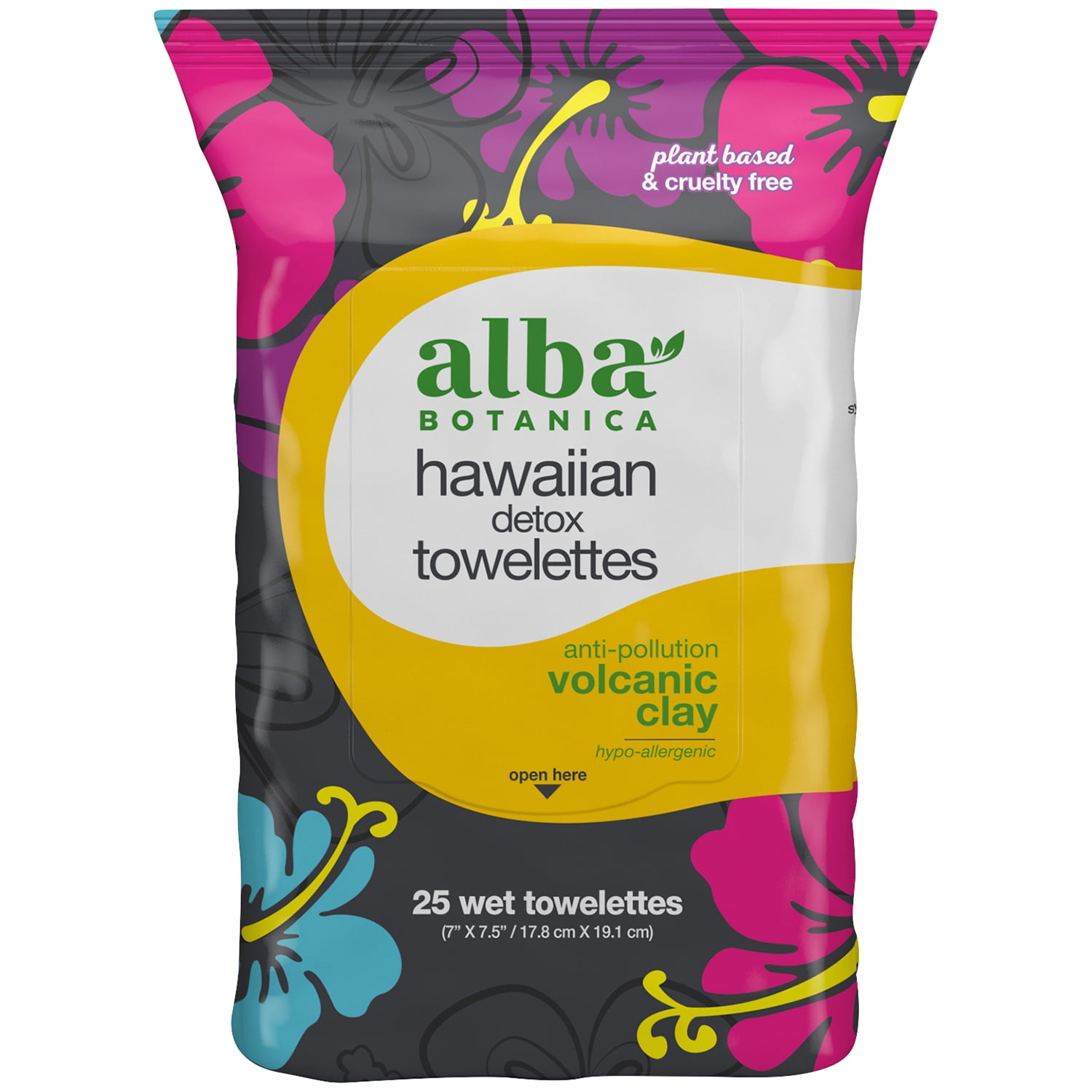 Alba Botanica Volcanic Clay Hawaiian Detox Wet Towelettes, 25 ct