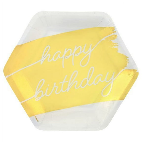 Birthday 'Golden Age' Small Hexagon Metallic Paper Plates (8ct)
