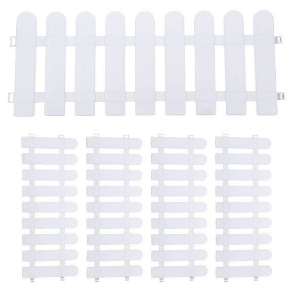 MERRYHAPY 5-Piece White Plastic Garden Picket Fence Lawn Border Outdoor Decorative Protective Guard