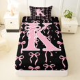 thumbnail image 3 of Manfei Girls Kawaii Bow Personalized Initial K Twin Sheet Sets 3pcs,Vintage Polka Dots Bedding for Kids Teens,Ultra Soft Home Decor, 3 of 5