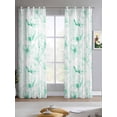 thumbnail image 2 of Green Flower Sheer Curtains 63 Inch Length 2 Panels Set for Living Room/Bedroom, Watercolor Floral Botanical Line Drawing Print Kitchen Curtains Grommet Curtains Window Treatments 42"x63"x2, 2 of 7