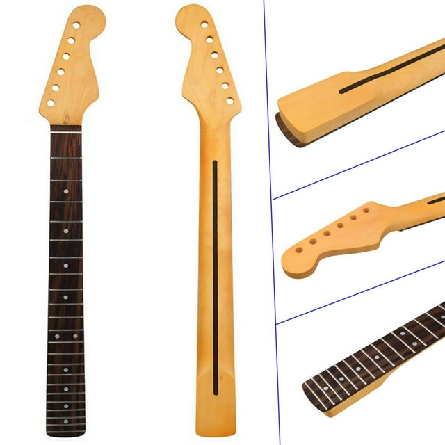 22 Fret ElectricGuitar Neck With A Hint Of Yellow 25.5 Inch Scale Neck Replacement For ST Style Fingerboard With Modern C Shape Top Adjustment Big Headstock Guit Stationery Pens Craft Organizers And