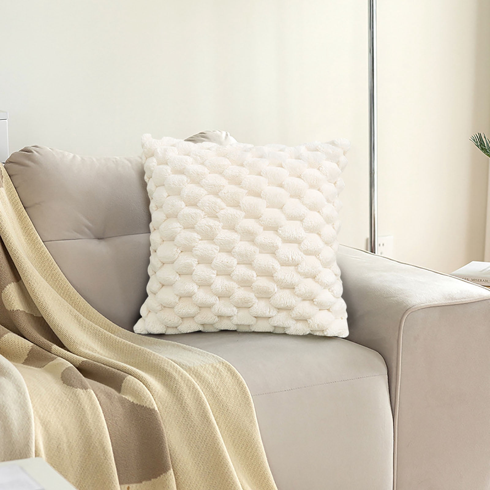 Clearance PEONAVET Velvet Throw Pillow Cover, 19.7×19.7In Weaving Snowflake Pillowcase Office Sofa Lumbar Support Pillow Bedside Support Cushion Cover