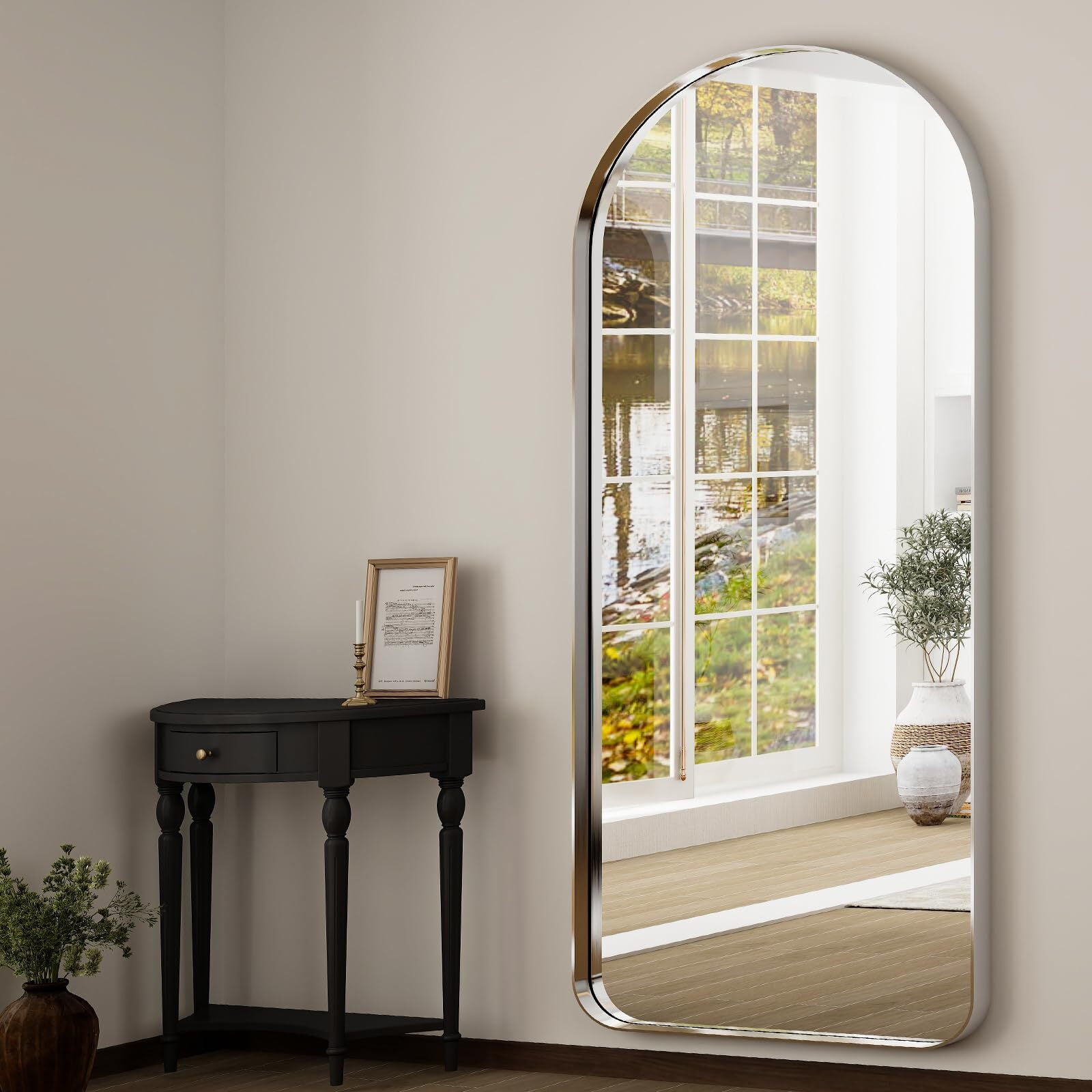 AnyRose Extra Large 71"x30" Arched Full-Length Mirror - Wall-Mounted or Leaning Mirror with Aluminum Alloy Frame,Silver
