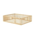 thumbnail image 6 of Queen Size Floor Bed for Kids, Wood Queen Montessori Bed Frame with Fence Guardrails and & Support Slats, Queen Playhouse Bed with Door Design, Kids Fence Bed Playpen Bed for Boys ,Girls, Natural, 6 of 7