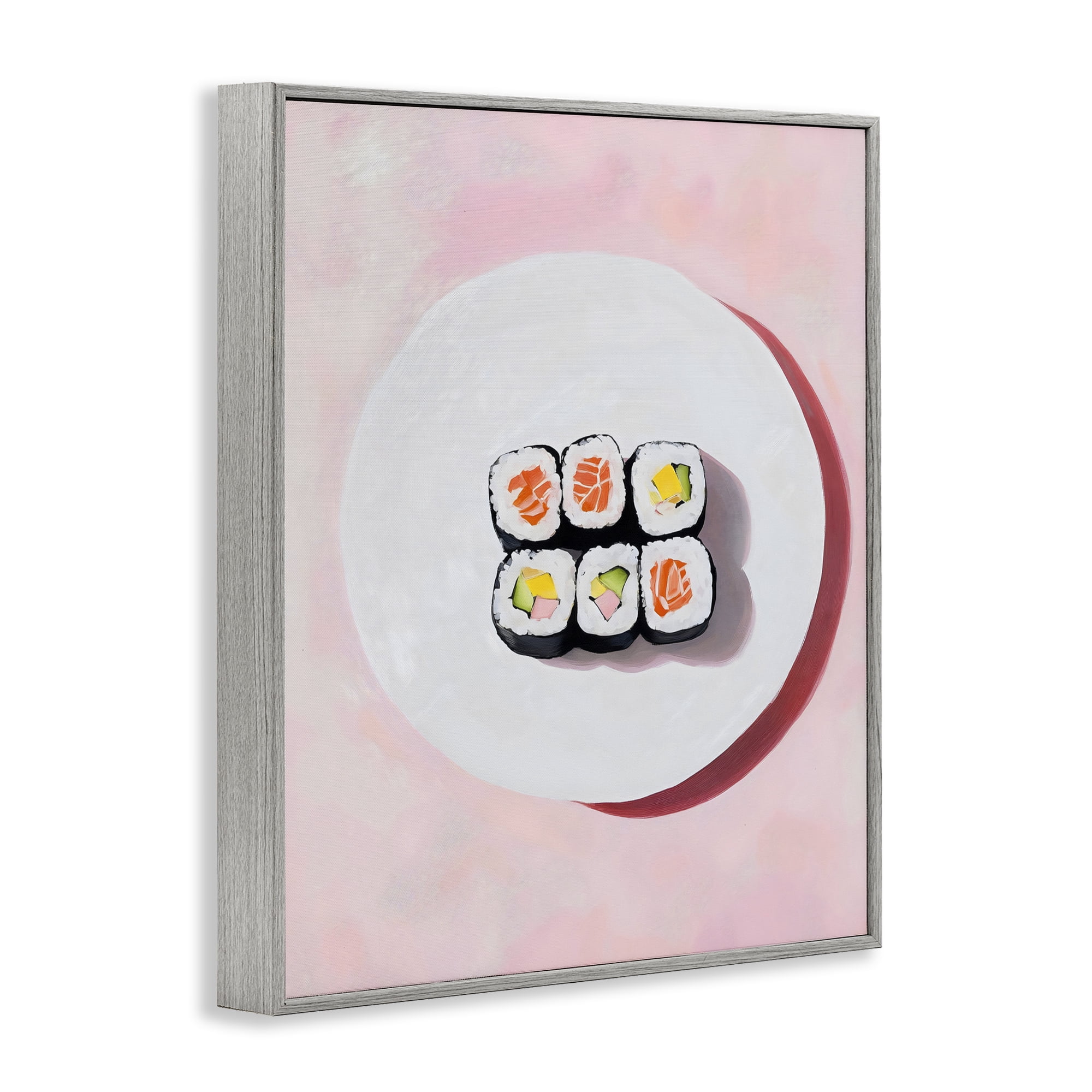 Stupell Industries Sushi Rolls on Plate Gray Framed Giclee Art, design by The Prints Vibe