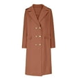 thumbnail image 4 of Tuphregyow Women's Double Breasted Trench Coat Lightweight Elegan Winter Notched Lapel Outwear Long Fitted Trenchcoat Wool Pea Jacket Long Sleeve Solid Classic Brown L, 4 of 4