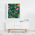 thumbnail image 2 of Tropical Paradise Jungle Pattern - India Illustration Tropical Jungle Bird Pattern Floral Animal Botanical White Framed Wall Art Print 18 x 24 inches, 2 of 3