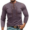 thumbnail image 3 of Zedker Mens Long Sleeve T-Shirts Casual Waffle Lace Up Cotton Shirts Crewneck Henley Outdoors Pullover Tops, 3 of 9