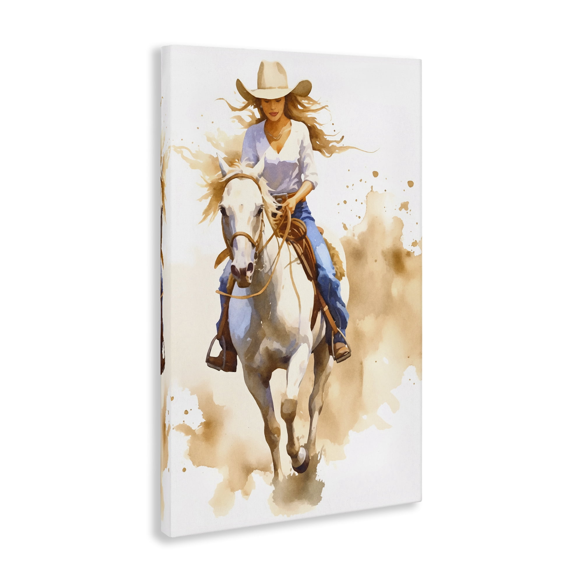 Stupell Industries Cowgirl Jockey Charm People Painting Wrapped Canvas Art Print Wall Art, 24 x 36